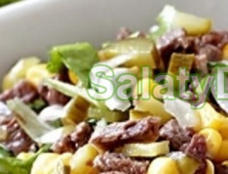 Салат из говядины с соленым огурцом: рецепты